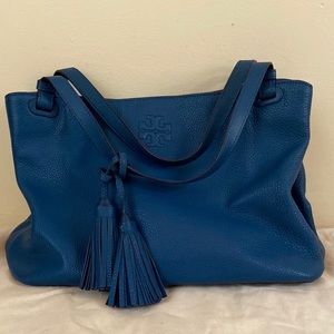 Tory Burch Blue Leather Slouchy Handbag